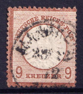 1872 9kr German Empire, Large Breast Plate, Germany (Mi. 27 b, Certificate, Signed, Canceled, CV $780)