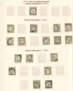 1872 1/3gr German Empire, Large Breast Plate, Germany, Small Stock of Stamps (Postmarks Collection)