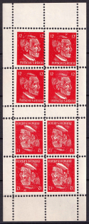 12pf United States US Anti-Germany Propaganda, Hitler-Skull, Tete-beche Block (Private Issue, Disturbed Printing Symmetry, MNH)