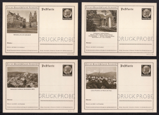 1935 Hindenburg, Third Reich, Germany, 4 Postal Cards (Proofs, Druckproben)
