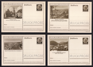 1935 Hindenburg, Third Reich, Germany, 4 Postal Cards (Proofs, Druckproben)