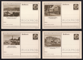 1935 Hindenburg, Third Reich, Germany, 4 Postal Cards (Proofs, Druckproben)
