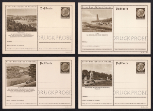1935-36 Hindenburg, Third Reich, Germany, 4 Postal Cards (Proofs, Druckproben)