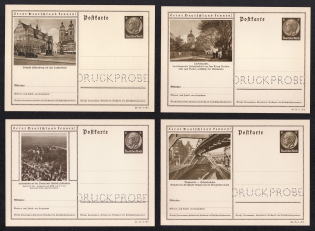 1936 Hindenburg, Third Reich, Germany, 4 Postal Cards (Proofs, Druckproben)