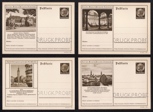 1939 Hindenburg, Third Reich, Germany, 4 Postal Cards (Proofs, Druckproben)