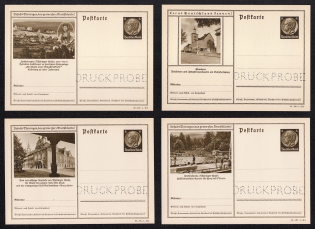 1939 Hindenburg, Third Reich, Germany, 4 Postal Cards (Proofs, Druckproben)