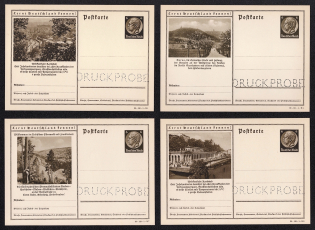 1939 Hindenburg, Third Reich, Germany, 4 Postal Cards (Proofs, Druckproben)