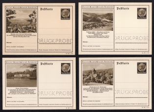 1939 Hindenburg, Third Reich, Germany, 4 Postal Cards (Proofs, Druckproben)