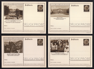 1939 Hindenburg, Third Reich, Germany, 4 Postal Cards (Proofs, Druckproben)