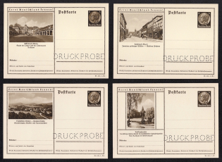 1939 Hindenburg, Third Reich, Germany, 4 Postal Cards (Proofs, Druckproben)