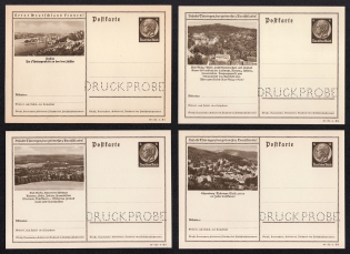 1940 Hindenburg, Third Reich, Germany, 4 Postal Cards (Proofs, Druckproben)