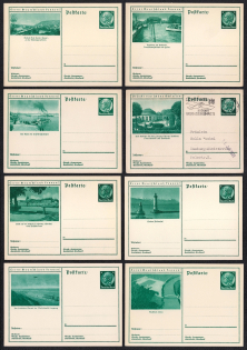 Hindenburg, Third Reich, Germany, 8 Postal Cards
