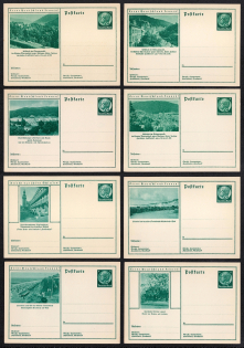 Hindenburg, Third Reich, Germany, 8 Postal Cards