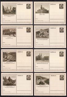 1934-35 Hindenburg, Third Reich, Germany, 8 Postal Cards