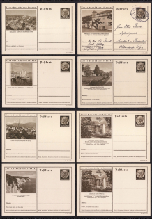 1935 Hindenburg, Third Reich, Germany, 8 Postal Cards
