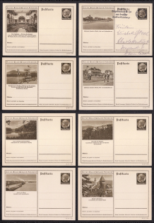 1935 Hindenburg, Third Reich, Germany, 8 Postal Cards
