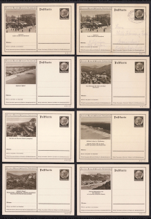 1935 Hindenburg, Third Reich, Germany, 8 Postal Cards
