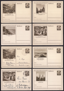 1935 Hindenburg, Third Reich, Germany, 8 Postal Cards
