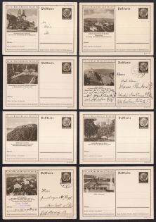 1935 Hindenburg, Third Reich, Germany, 8 Postal Cards