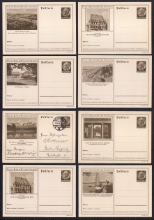 1935 Hindenburg, Third Reich, Germany, 8 Postal Cards