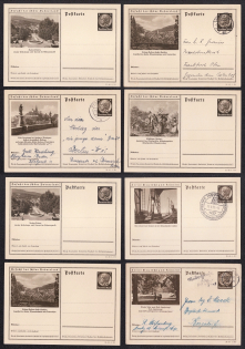 1935 Hindenburg, Third Reich, Germany, 8 Postal Cards