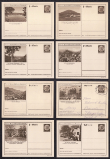 1936 Hindenburg, Third Reich, Germany, 8 Postal Cards