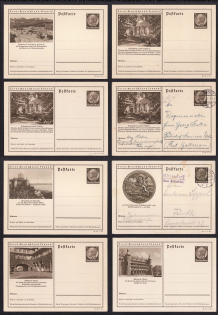 1936 Hindenburg, Third Reich, Germany, 8 Postal Cards