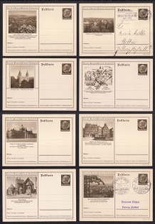 1936 Hindenburg, Third Reich, Germany, 8 Postal Cards