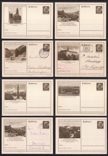 1936 Hindenburg, Third Reich, Germany, 8 Postal Cards