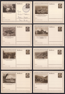 1936 Hindenburg, Third Reich, Germany, 8 Postal Cards