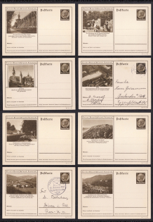 1936 Hindenburg, Third Reich, Germany, 8 Postal Cards