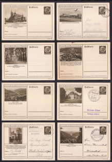1936 Hindenburg, Third Reich, Germany, 8 Postal Cards