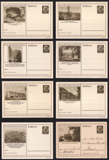 1937 Hindenburg, Third Reich, Germany, 8 Postal Cards
