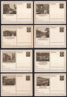 1937 Hindenburg, Third Reich, Germany, 8 Postal Cards