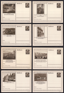 1937 Hindenburg, Third Reich, Germany, 8 Postal Cards