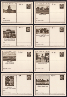 1937 Hindenburg, Third Reich, Germany, 8 Postal Cards