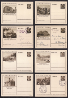 1937 Hindenburg, Third Reich, Germany, 8 Postal Cards