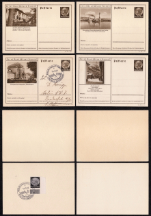 1937-40 Hindenburg, Third Reich, Germany, 4 Postal Cards