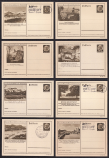 1938 Hindenburg, Third Reich, Germany, 8 Postal Cards