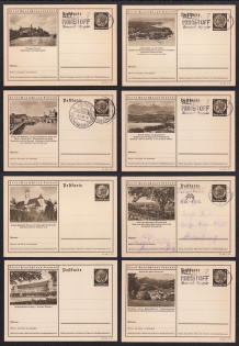 1938 Hindenburg, Third Reich, Germany, 8 Postal Cards