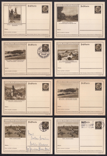 1938 Hindenburg, Third Reich, Germany, 8 Postal Cards