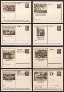 1938 Hindenburg, Third Reich, Germany, 8 Postal Cards