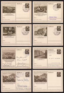 1938 Hindenburg, Third Reich, Germany, 8 Postal Cards