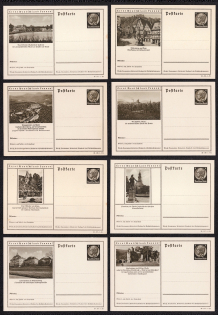1938 Hindenburg, Third Reich, Germany, 8 Postal Cards
