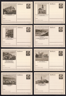 1938 Hindenburg, Third Reich, Germany, 8 Postal Cards