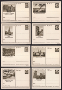 1938 Hindenburg, Third Reich, Germany, 8 Postal Cards