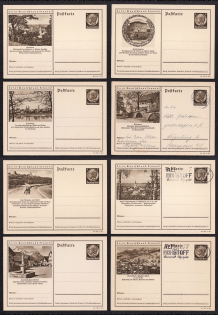 1938 Hindenburg, Third Reich, Germany, 8 Postal Cards