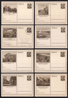 1938-39 Hindenburg, Third Reich, Germany, 8 Postal Cards