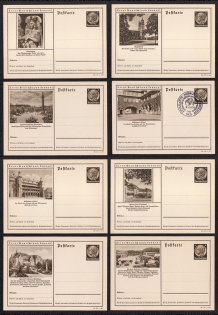 1938-39 Hindenburg, Third Reich, Germany, 8 Postal Cards