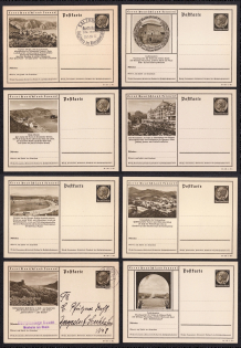 1939 Hindenburg, Third Reich, Germany, 8 Postal Cards